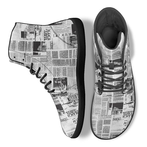 Novelty Print High Top Sneakers Shoes for Men Women Casual Lace up Barefoot Shoes