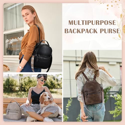 Image of RAVUO Mini Backpack Purse for Women, Cute Convertible Leather Handbag Multipurpose Shoulder Bags Travel Daypack 3 Ways to Carry,Grey