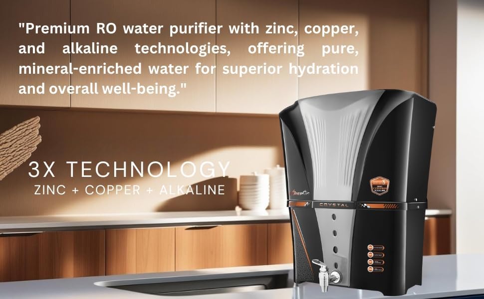 Image of Pureplus Zinc Copper RO Water Purifier with UV, UF and TDS Controller Fully Automatic Function 12Liter Large Storage Tank, Suitable for all type of water supply and Best For (Home and Office)