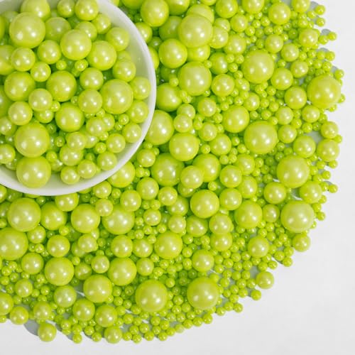 Image of Edible Green Pearl Sprinkles,130g,Bright Green Pearls,Light Spring Sugar Pearls Mix Size Sprinkle for Cake Decorating,Baking Edible Candy,Cake Decorations,Cupcake Toppers,Cookie Donuts Ice Cream Toppings,Birthday Party Easter Supplies