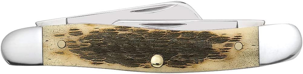 Case XX WR Pocket Knife Medium Stockman, Amber Bone Handle, Carbon Steel Blades, Length Closed: 3 5/8 Inches W/Sharpening Stone