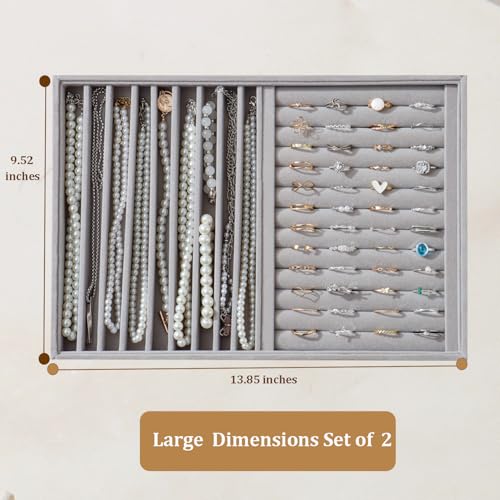 Image of Large Velvet Jewelry Tray Display Drawer Inserts 2 Pack