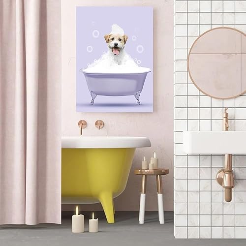 Miniatura 5 de Fotos de mascotas personalizadas en lienzo para pared, diseño de perro lindo gato en bañera, divertidos animales coloridos, decoración de pared de