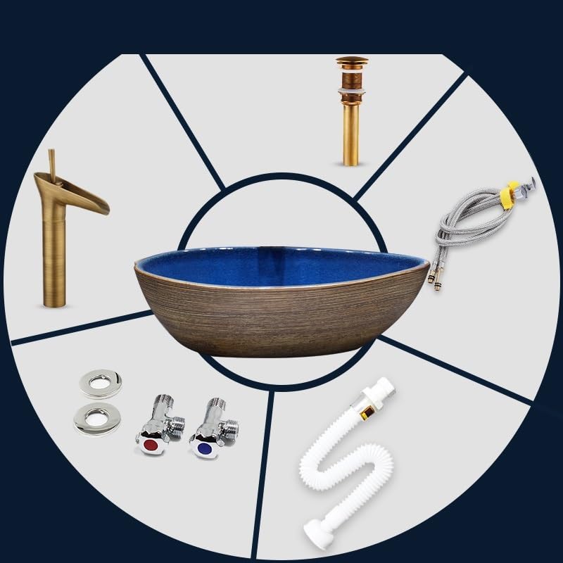 Umywalka Łazienkowa Nablatowa, Ceramiczna Umywalka Łazienkowa, Porcelanowa Umywalka Nablatowa Z Kranem I Odpływem, Umywalka Nablatowa Nablatowa