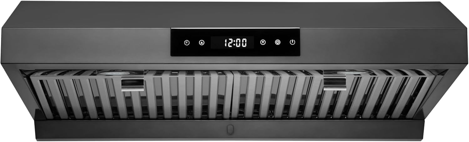 Hauslane Range Hood 30 Inch Under Cabinet Range Hood Black Stainless Steel Hood Vent Hood 30 Inches, Stove Vent Hood for Kitchen, Kitchen Vent Hoods 30 Inch with LED Chef Series PS18