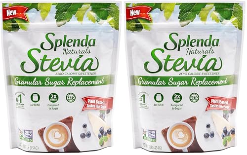 Image of SPLENDA Stevia Zero Calorie Sweetener Jar Refill, Plant Based Sugar Substitute Granulated Powder, 16 oz Pouch (Pack of 2)