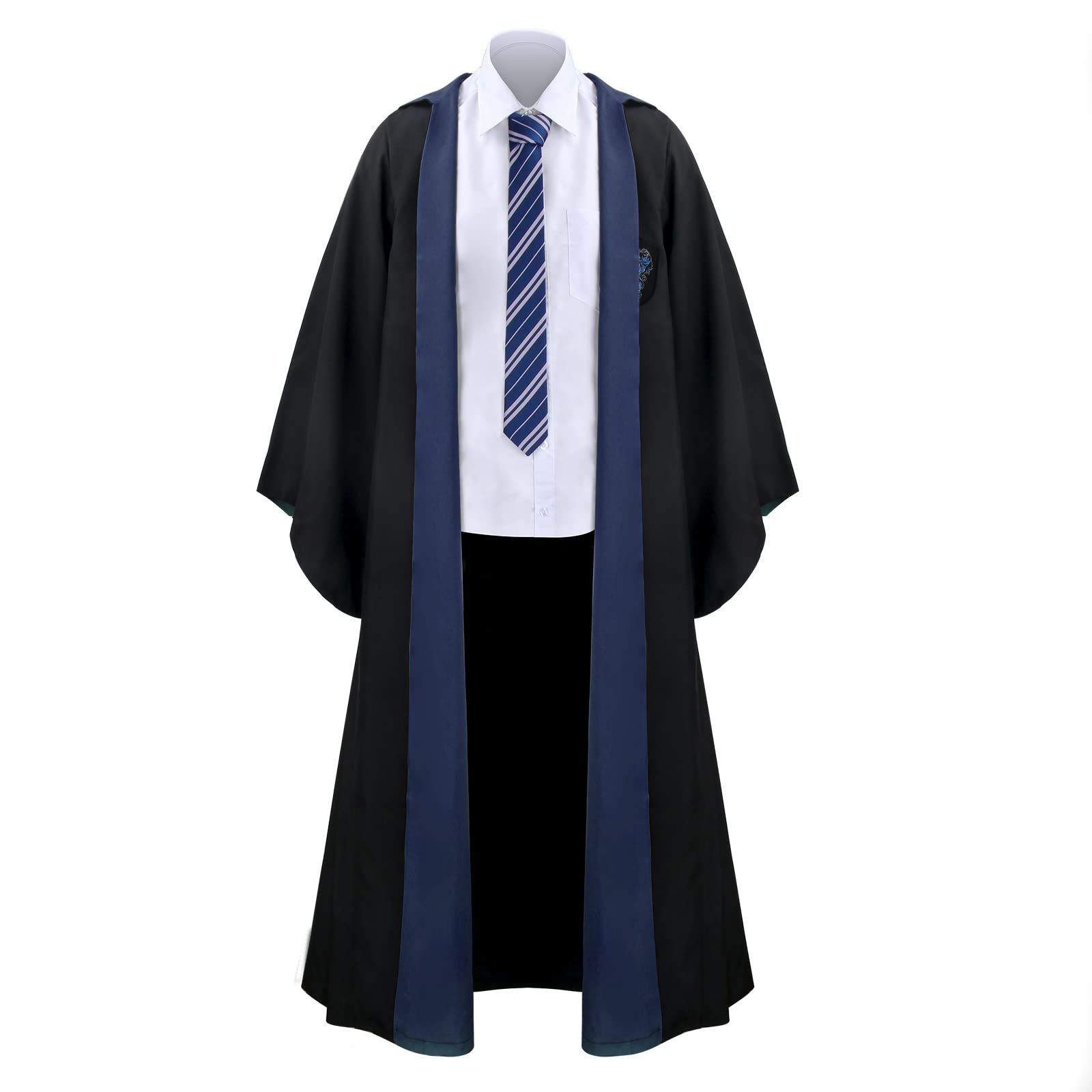 EIRIEN Magician Robe Wizard School Costume Cloak Adult Men Boys Hooded Magic Wand Cape Halloween Cosplay Witch Outfit