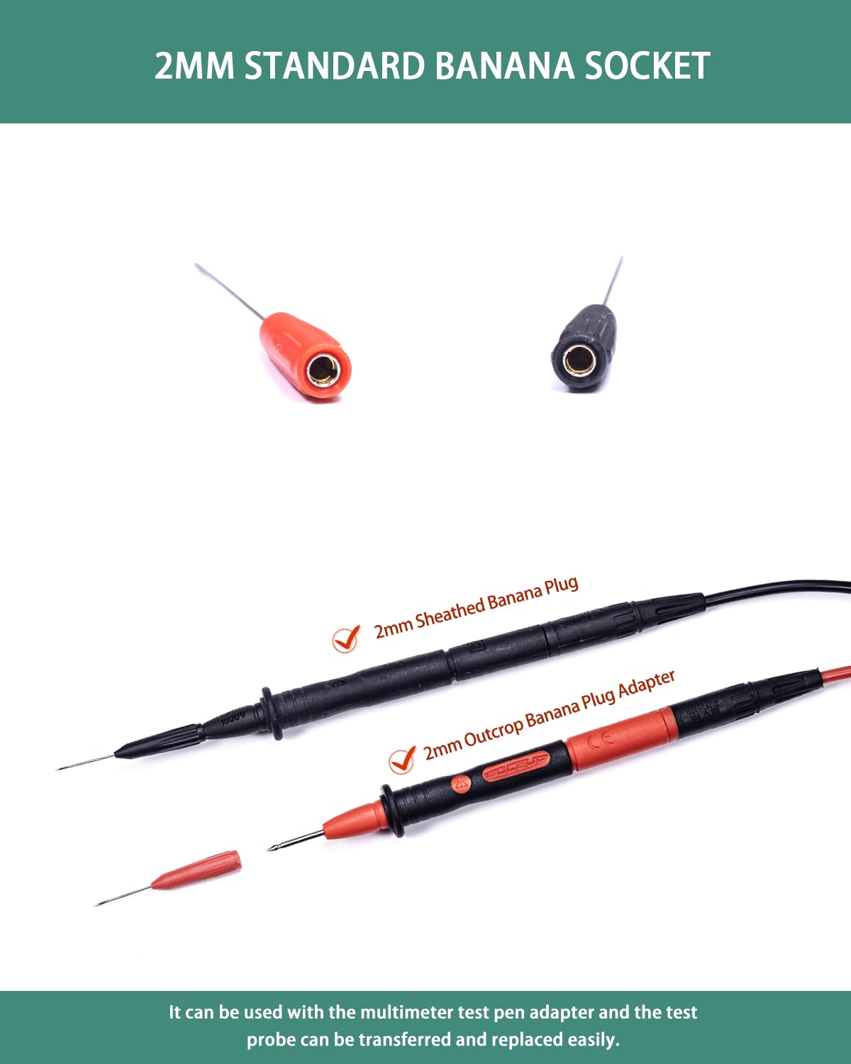 Electrical Back Probe Needles, 8pcs Back Probe Kit Automotive for Instrument Parts Accessories 2mm Socket Test Leads Diameter 0.7mm Pins Fine Tester Puncture - Image 3