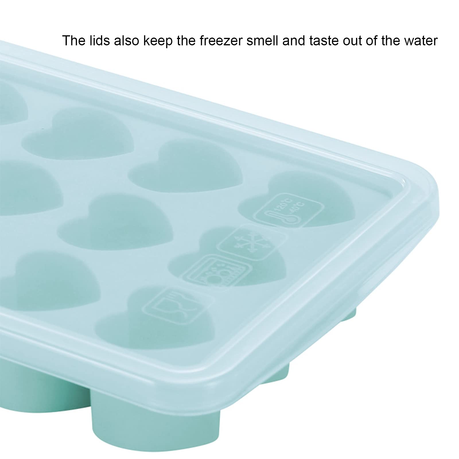 Silikon-Eiswürfelform mit Deckel, 21 leicht abnehmbare Gefrierformen, BPA-frei, stapelbar, wiederverwendbar (blau)