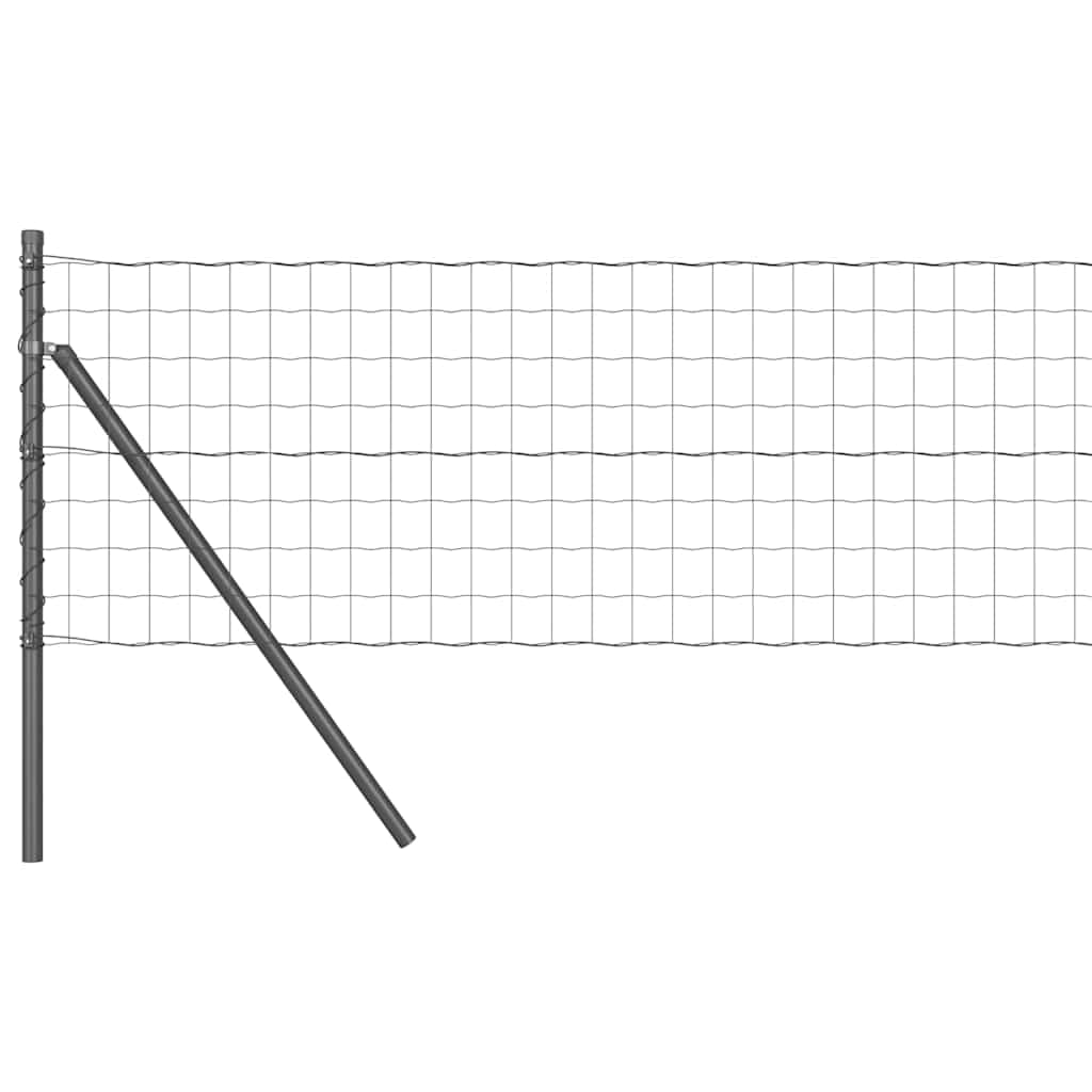 Grey Steel Garden Fence Panel with Posts 0.8 x 10 m Outdoor Boundary Secured Enclosure Kit for Backyard Pets Privacy Patio Durable Weather Resistant Modern Design Easy Assembly