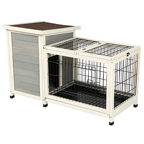 Ogrmar Rabbit Hutch, Bunny Cage with Removable Tray, Bunny Hutch Wood 39.5" L