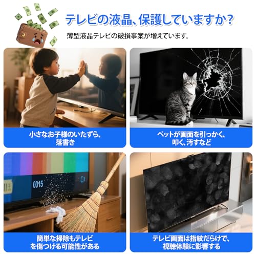undefined テレビ保護パネル 55インチ 有機EL用テレビカバー アクリル 液晶TV保護パネル TV保護プロテクター 55型EL対応 取り付け簡単 耐衝撃 スクラッチ防止 全透明 高透過率 固定ベルト付き 指紋防止 目保護 シングルポイントサポート デュアルポイントサポート コンピュータモニター用 地震対策 (55インチ 有機EL用) の商品画像 1