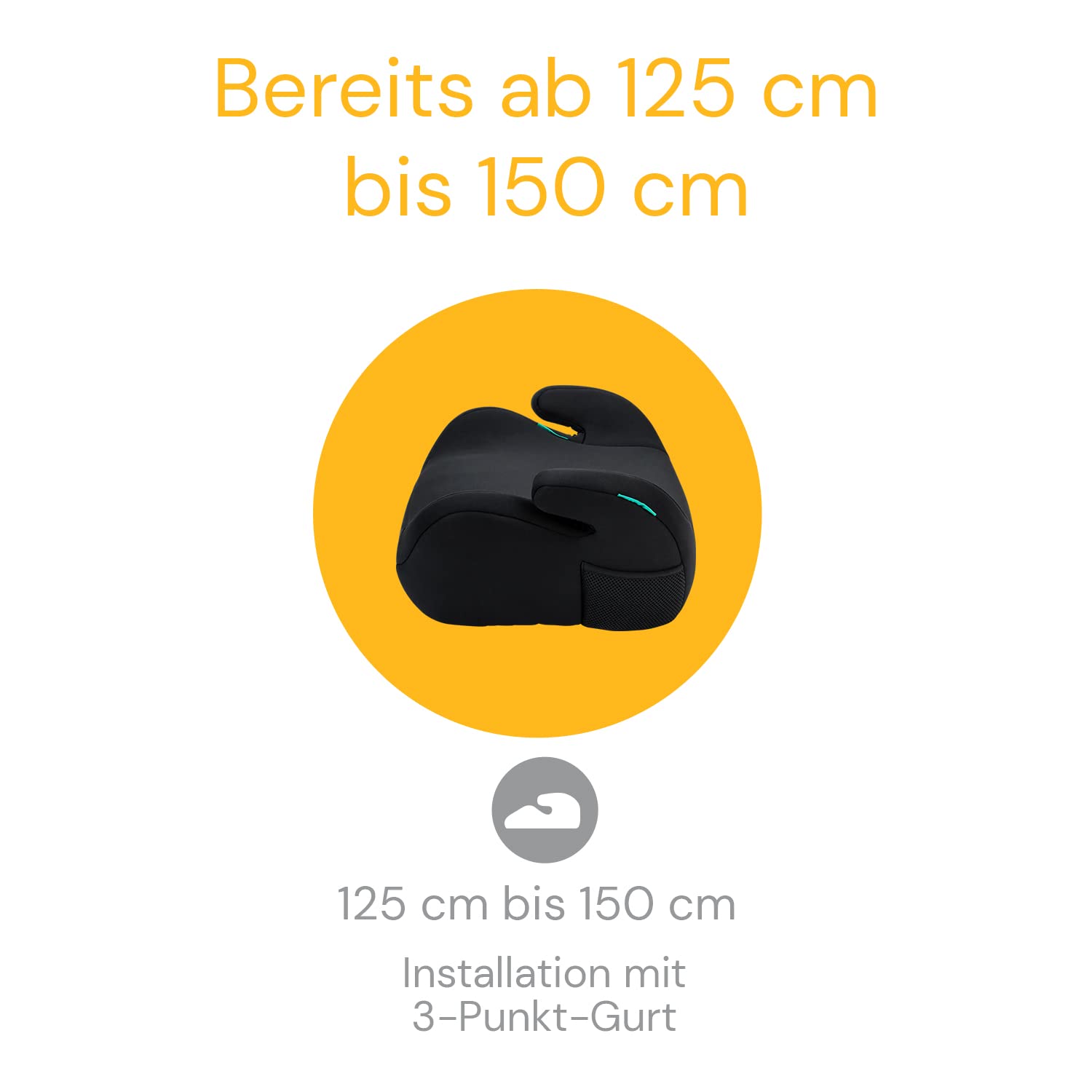 Osann Up, Sitzerhöhung Auto Kinder, Kindersitzerhöhung ohne Isofix 125-150cm (ca. 15-36 kg), Sitzschale i-Size- Black