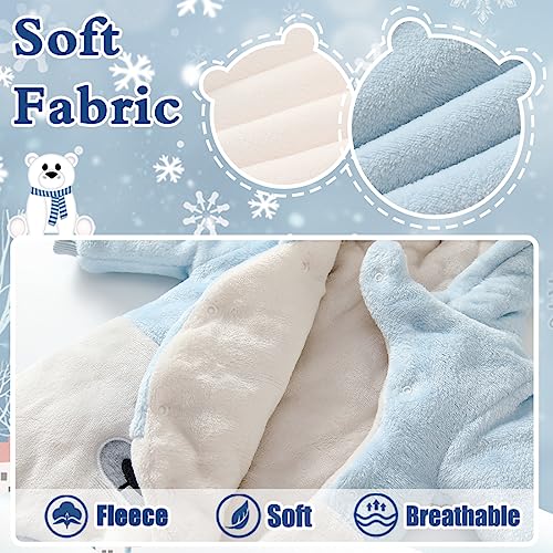 Image of Fairy Baby Newborn Baby Snowsuit Bear Suit Romper Winter Warm Coat Infant Fleece Footie Jumpsuit for Girls Boys 0-18M