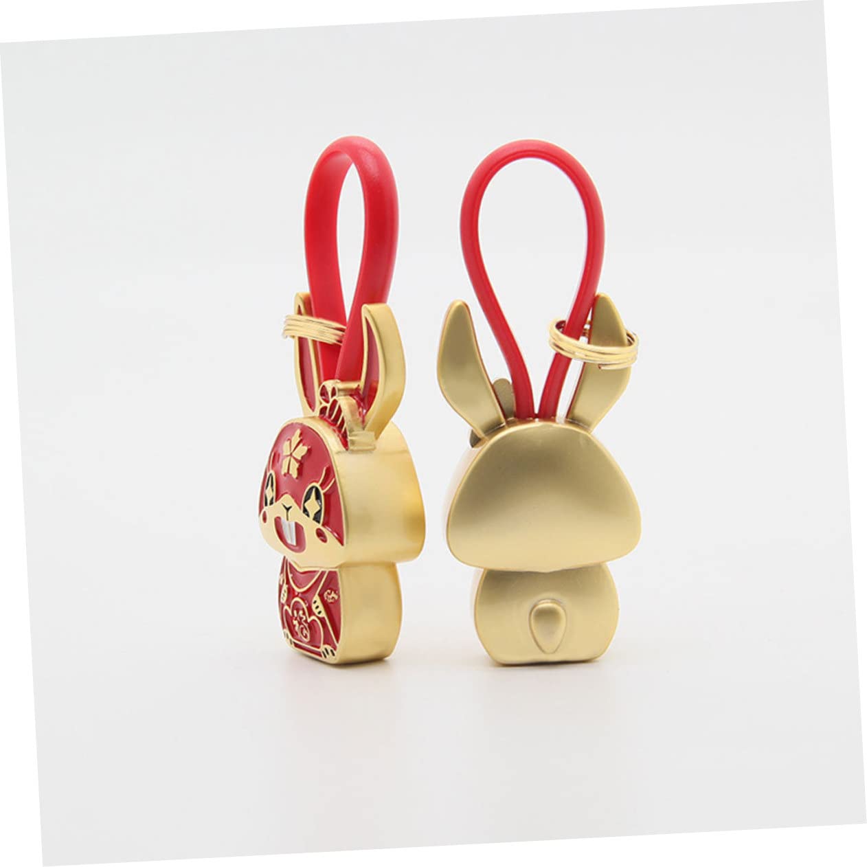 SOIMISS 5 Piezas Llavero Conejo Estatua De Conejo Retro Decoración De Llavero De o Chinos Colgante Retro Encantos De Decoración Dorada Zodiaco Chino Metal Rojo