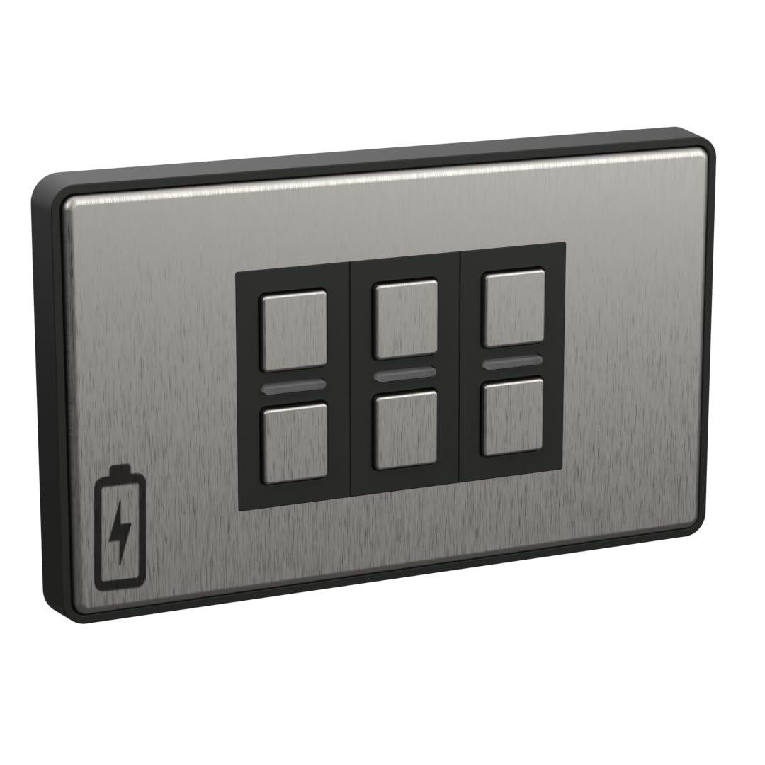 Lightwave Wire-Free Scene Selector (6 Button) Stainless Steel - Battery Powered, Multi-Press Built-In