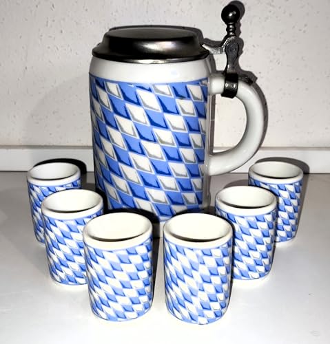 Rahm &AngiesStrickZauberverkauft: Brocca da collezione/Boccale da birra/0,5 litri/Set con bicchierini da liquore - Stamperl Bavaria TK