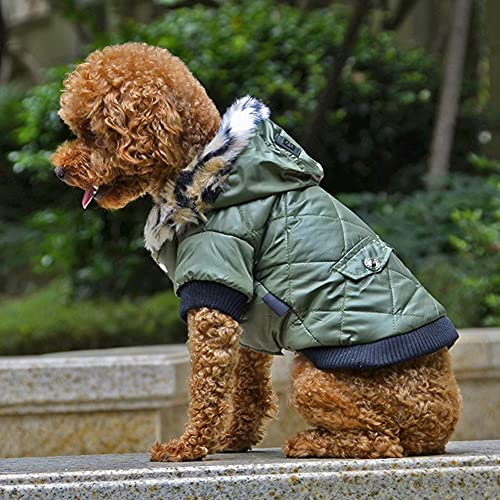 Norbi Dog Faux Pockets Hooded Jacket Warm Winter Coat Snowsuit For Small Dog(Army Green) #TOP1