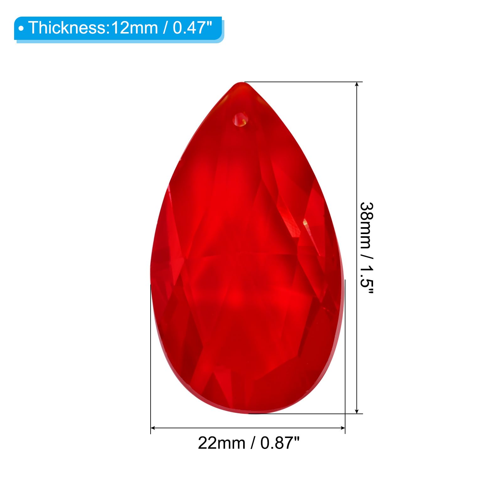 PATIKIL K9 Crystal Pendants Teardrop Beads, 10 Pack 38mm Chandelier Prisms Parts Hanging Beads DIY Lamp for Arts Crafts Decoration Red - Image 2