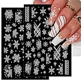 6 Sheets Snowflake Nail Art Stickers 3D Glitter Snowflake Nail Decals Winter Christmas Nail Stickers