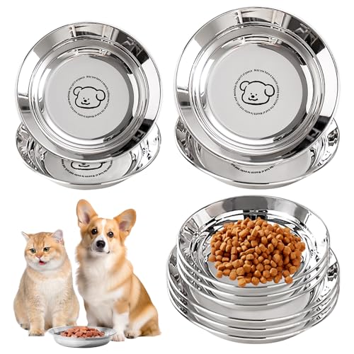 Hundenapf Welpen 10 Stück, Edelstahl Welpennapf, Katzennapf Edelstahl, 316 Edelstahls Futternapf Katze 14cm+16cm Set, Katzenschüssel, Fressnapf...