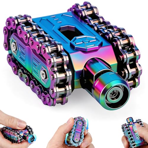 Image of Metal Fidget Tactile Hand Roller Finger Slider Chain Spin Toy Sensory Toy for Stress Relief Focus Tool Men's Gadgets for Office Travel - Rainbow