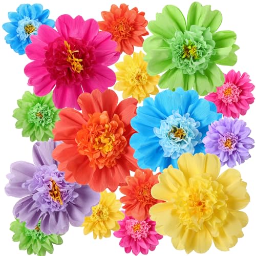 Fleurs en papier crépon douces nuances pastel pour fête prénatale