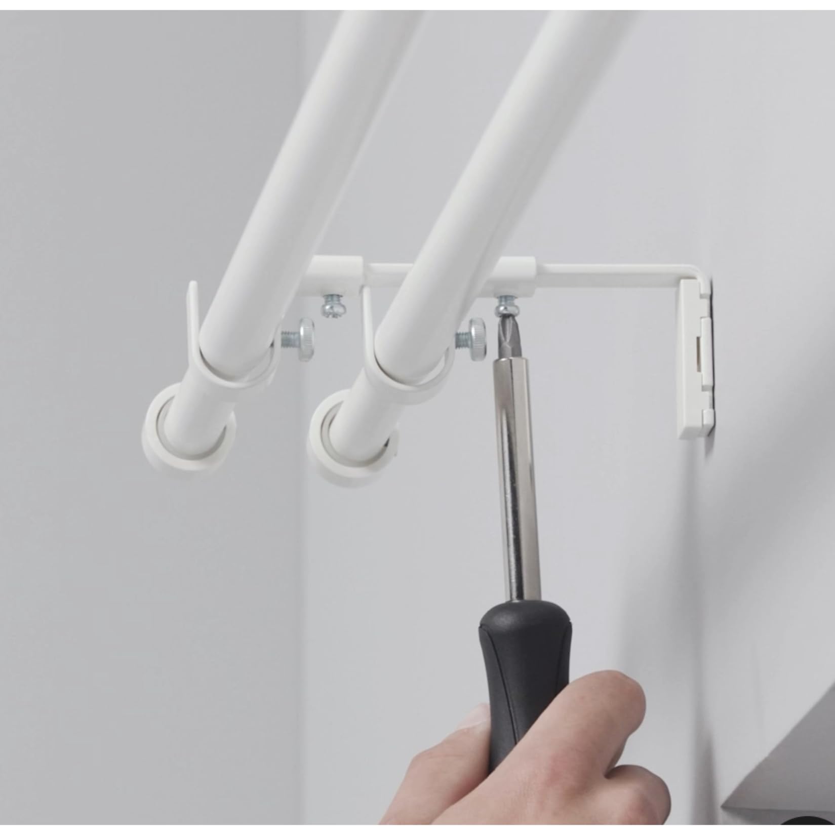 IKEA BEKRÄFTA Double curtain rod set, white,120-210 cm 19 mm
