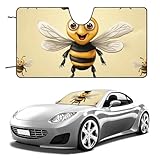 DJUETRUI Parasol para parabrisas de automóvil, diseño de abeja de miel, plegable, para la mayoría de los sedanes, SUV, camiones, accesorios de automóvil, 55 x 30 pulgadas