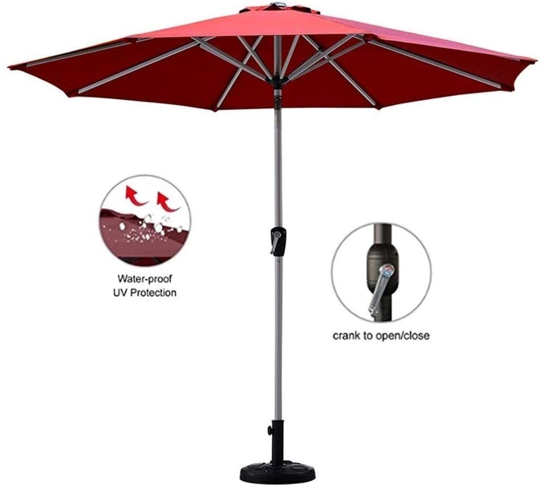 Parasols de jardin d'extérieur Parasol extérieur pour plage/piscine/terrasse/café, parasol de jardin rouge de 2,7 m avec manivelle et inclinaison, 8 baleines en acier robustes good