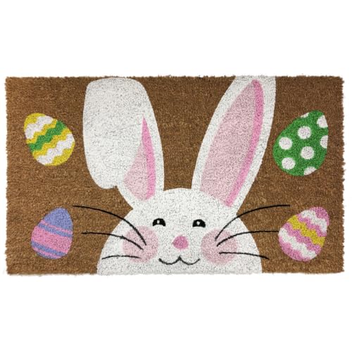 Briarwood Lane Coir Doormat 30x18 Happy Easter Bunny Natural Fiber for Easter Coir Doormat