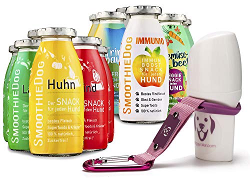 Produktbild von Doggyroller mit Silikonhalterung und Karabiner + 12er Probierset SmoothieDog Hundesmoothie - 13 x 250 ml