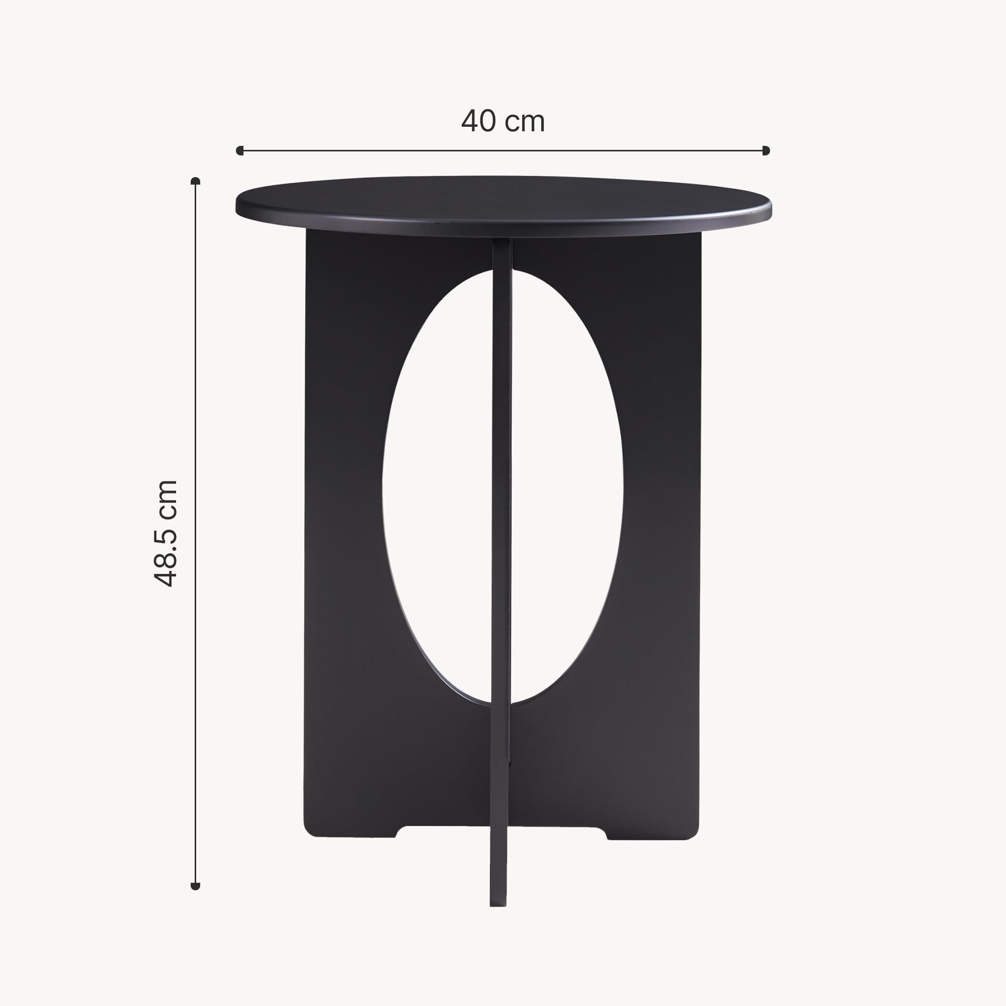 [en.casa] Tavolino Laterale con Piano Rotondo Tavolo Basso da Divano Poltrona con Struttura Geometrica per Soggiorno Camera da Letto Ingresso 49 x Ø40 cm - Nero