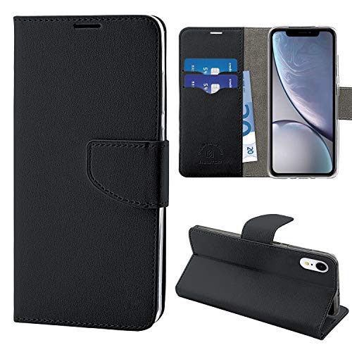 Newtop Cover Compatibile per Apple iPhone XR, HQ Lateral Custodia Libro Flip Magnetica Portafoglio Simil Pelle Stand (Ner