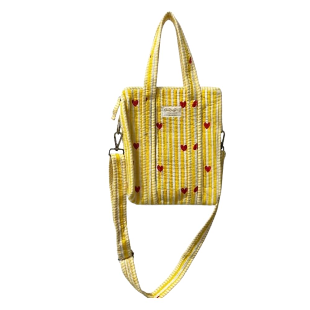 Quilted Cotton Tote Bag for Women with Shoulder Strap-image-13