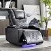Merax Recliner Armchair with USB Charge Port, 360 Swivel Tray Table, Hand In-Arm Storage, Cup Holders, Ambient Lighting, Gaming Chair, Reclining Chairs For Home Living Room Theater (Black)