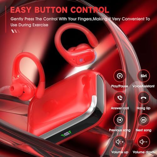 sajawass Wireless Earbuds Bluetooth 5.4 Headphones, Noise Canceling Ear Buds with 75hr Playtime, LED Power Display, IPX7 Waterproof Earphones Over Ear Earphones for Sports/Workouts - Image 4