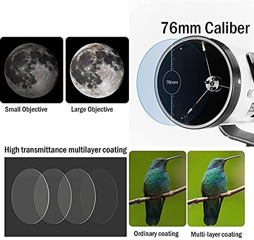 Telescopio refractor 76mm con trípode ajustable miniatura 2
