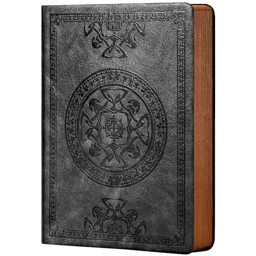 CAGIE Lined Journal for Men Soft Cover Notebook Leather Journals for Writing, 180 Lay Flat Vintage Mens Journal Personal Diary, 5.7” X 8.3”, Black