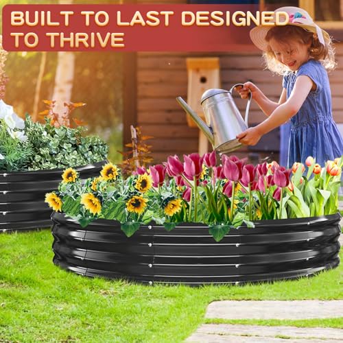 zbzbml Durable Round Galvanized Steel Raised Garden Bed for Planting,Round Galvanized Steel Fire Ring/Fir Pit for Outdoor- 6×6×1FT,0.8MM Thick (Black, 72 ins Diameter x 12 ins high) by zbzbml - Used condition - Image 6