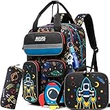 MYHSBYO Mochilas escolares para meninas, meninos, crianças, mochila escolar para estudantes do ensino fundamental de 6 a 8 anos, B Preto