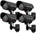 Produktbild ERWEY Dummy Kamera Fake Überwachung Kamera CCTV mit Blinkendem LED Licht Sicherheitskamera - 4 Stück (Schwarz)
