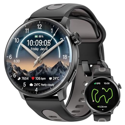 Smart Watch GPS, Orologio Smart con Schermo AMOLED da 1.43" per Uomo/Donna, Tracker Fitness, Compass Smartwatch Militare, Compatibile con Android & iOS (Rispondi/Chiamate Bluetooth) (Nero)