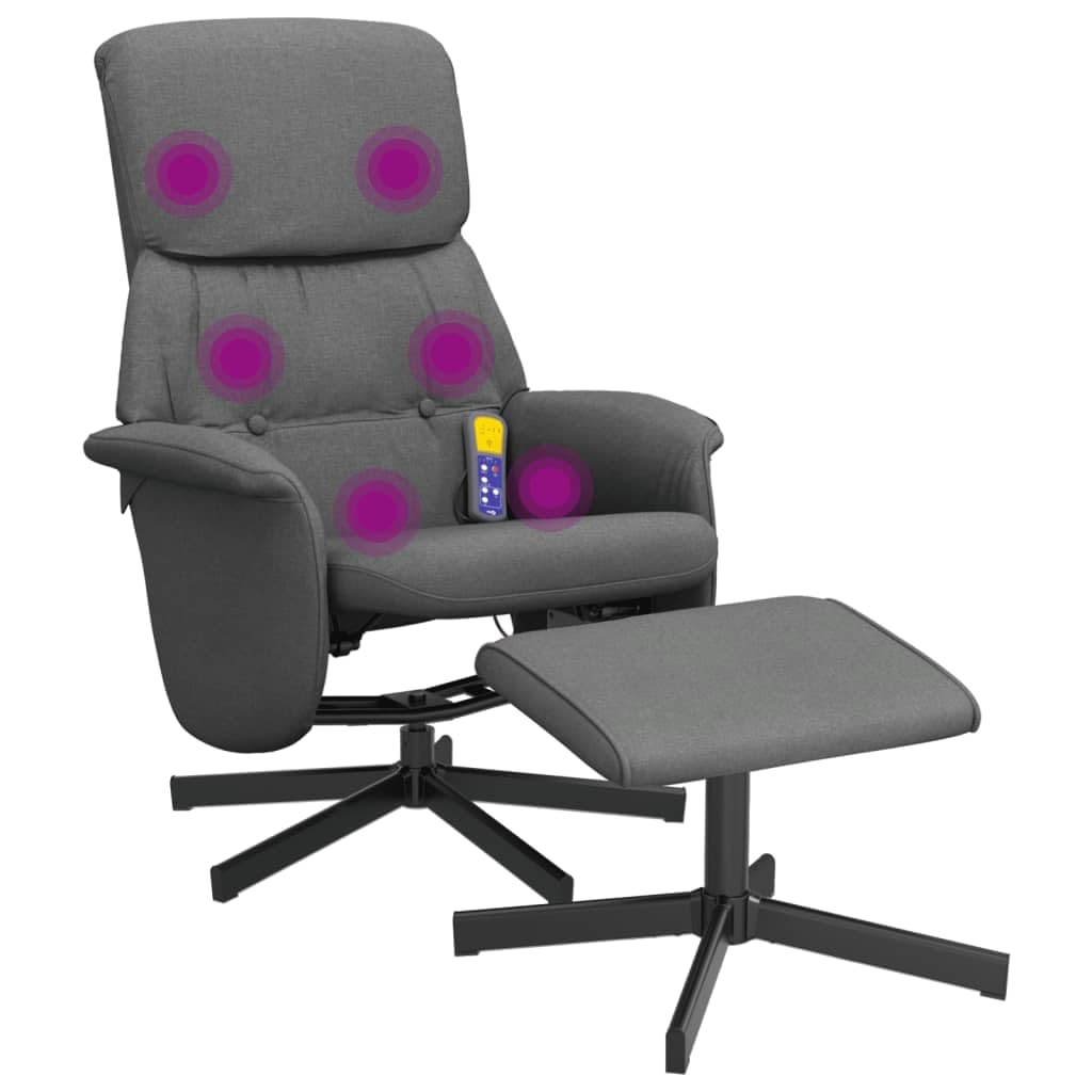 Fauteuil de massage inclinable en tissu gris foncé pour relaxation dans le salon