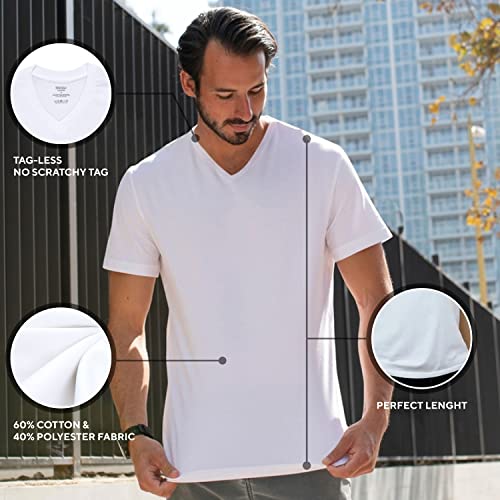 Sleepdown Men's Regular-Fit 4-Pack Soft Breathable Tees Short-Sleeve Undershirts V-Neck T-Shirts Value Pack – Medium #TOP5