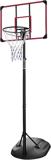 REXOUS 7.5ft-9.2ft Portable Height Adjustable Basketball Stand Basketball Hoop Net with Transparent 32 "Backboard Set System 230-280cm