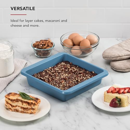 Image of KitchenAid Nonstick Aluminized Steel Square Cake Pan, Dishwasher Safe, Blue Velvet, 9 Inch