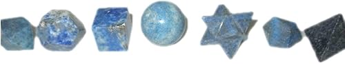 Miniatura 5 de Wow Lapislázuli 7 piedras geometría sagrada conjuntos de piedras preciosas platónicas sólidas de calidad superior Merkaba Star con bolsa de