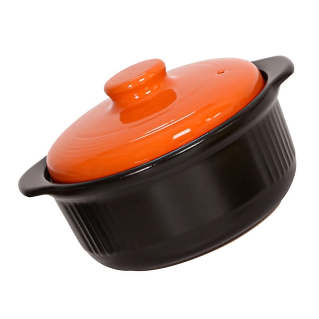 ULTECHNOVO Keramiktopf für Auflauf und Kochtopf aus Keramik 2355ml Hitzebeständig mit Wärmeleitung für Suppe und Nudeln Farbe Orange Geeignet für Zuhause und Restaurant