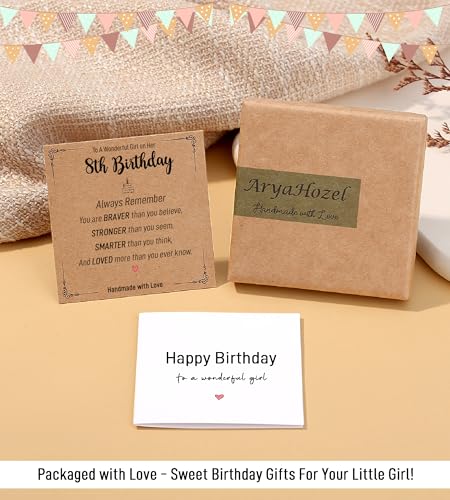 Image of AryaHozel 4mm Natural Stone Bracelet with Birthday Cards, 6-21 Year Old Birthday Gifts for Girls Daughter Granddaughter Niece Sister Women Friends